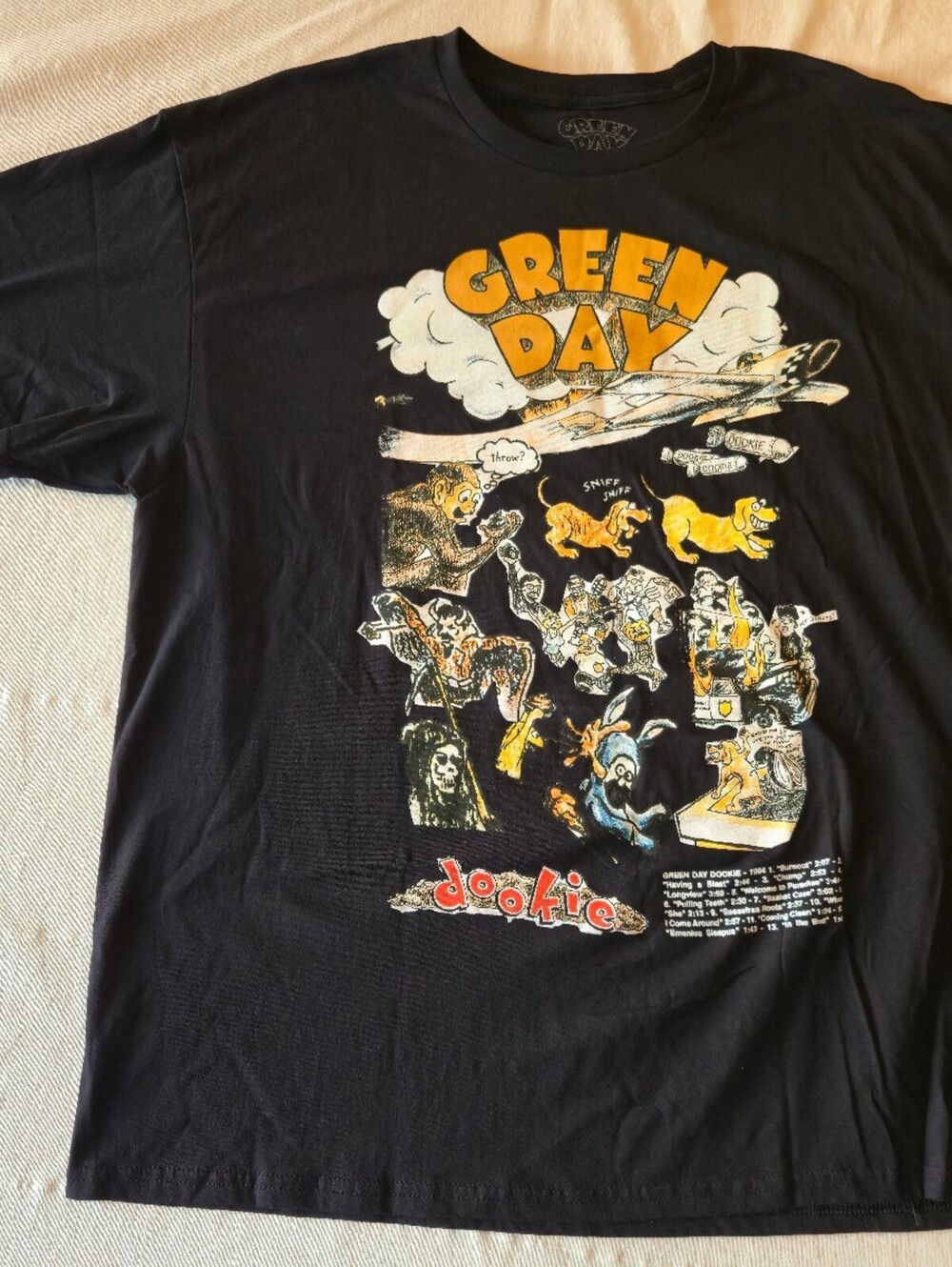 Green Day Dookie Album Graphic T-Shirt XL Black Cotton New with tags